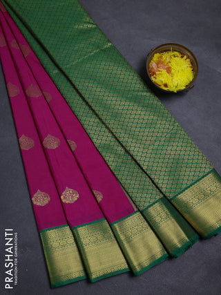 Pink & Green Semi Kanchipram Silk - Buttas