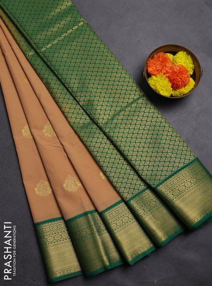 Sandal & Green Semi Kanchipram Silk - Buttas