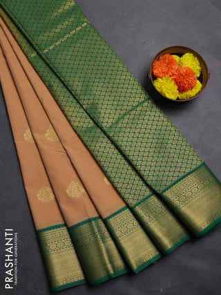 Sandal & Green Semi Kanchipram Silk - Buttas
