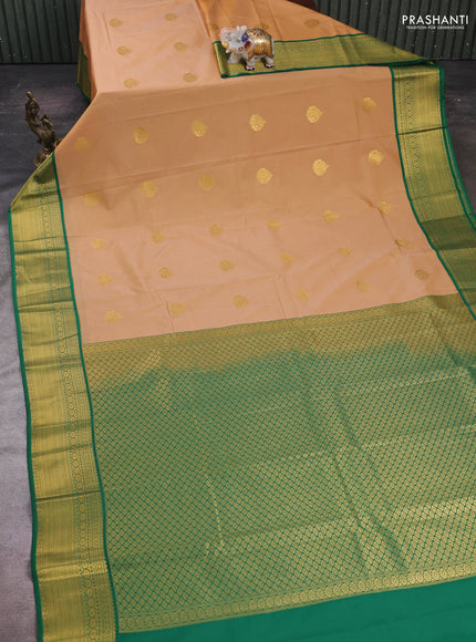 Sandal & Green Semi Kanchipram Silk - Buttas