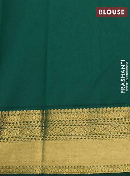 Beige & Green Semi Kanchipram Silk - Buttas