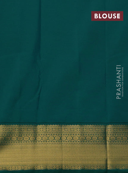 Mustard Yellow & Green Semi Kanchipram Silk - Buttas