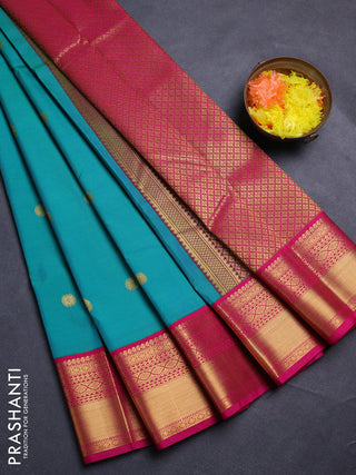 Green & Pink Semi Kanchipram Silk - Buttas