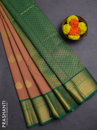 Peach & Green Semi Kanchipram Silk - Buttas