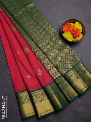 Pink & Green Semi Kanchipram Silk - Buttas