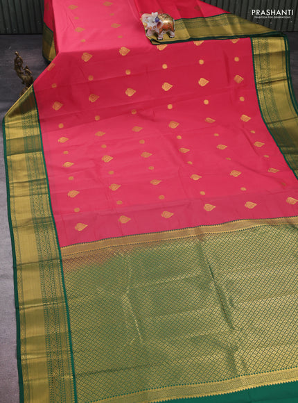 Pink & Green Semi Kanchipram Silk - Buttas