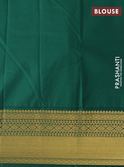 Orange & Green Semi Kanchipram Silk - Buttas