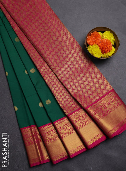 Green & Pink Semi Kanchipram Silk - Buttas