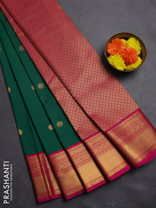 Green & Pink Semi Kanchipram Silk - Buttas