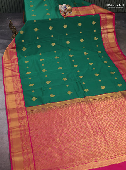 Green & Pink Semi Kanchipram Silk - Buttas