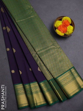 Violet & Green Semi Kanchipram Silk - Buttas