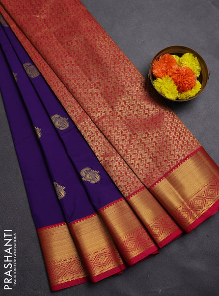 Violet & Pink Semi Kanchipram Silk - Buttas