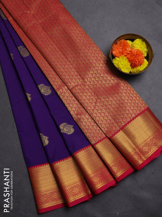 Violet & Pink Semi Kanchipram Silk - Buttas