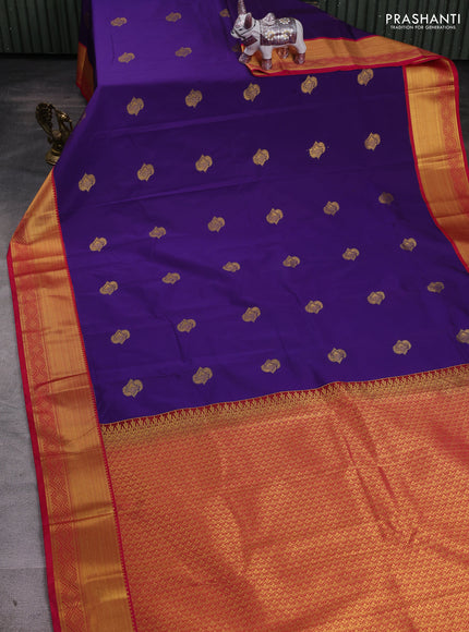 Violet & Pink Semi Kanchipram Silk - Buttas