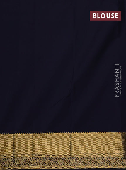 Green & Navy Blue Semi Kanchipram Silk - Buttas