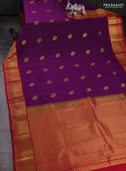 Purple & Pink Semi Kanchipram Silk - Buttas