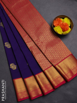 Blue & Pink Semi Kanchipram Silk - Buttas