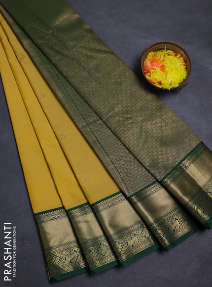 Yellow & Green Semi Kanchipram Silk - Buttas