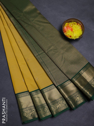 Yellow & Green Semi Kanchipram Silk - Buttas