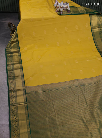 Yellow & Green Semi Kanchipram Silk - Buttas