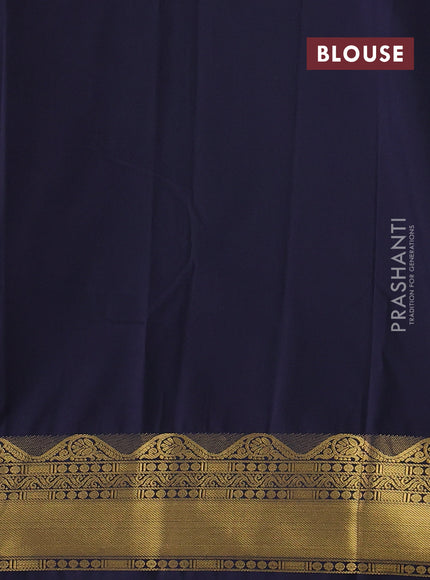 Pastel Maroon & Navy Blue Semi Kanchipram Silk - Checks