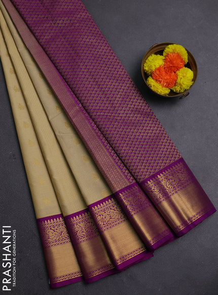 Cream & Pink Semi Kanchipram Silk - Checks