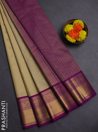 Cream & Pink Semi Kanchipram Silk - Checks