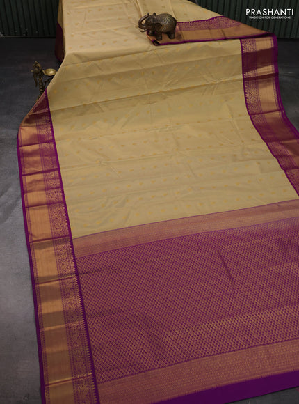 Cream & Pink Semi Kanchipram Silk - Checks
