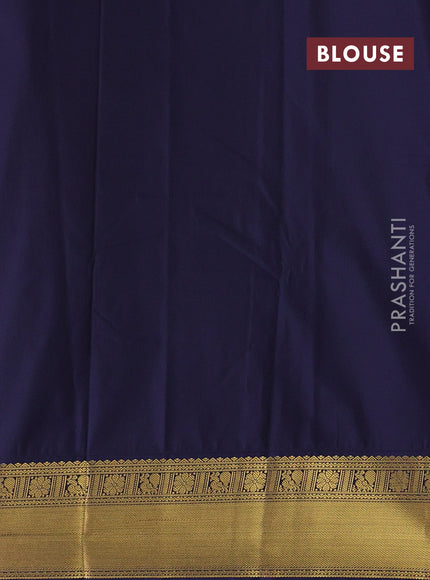 Pink & Navy Blue Semi Kanchipram Silk - Checks