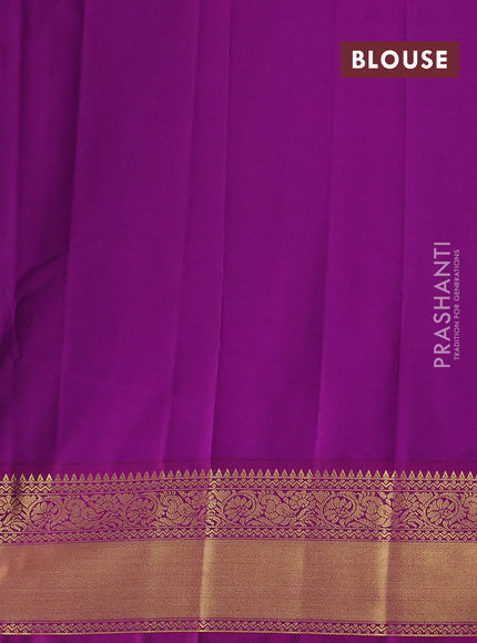 Green & Magenta Pink Semi Kanchipram Silk - Checks