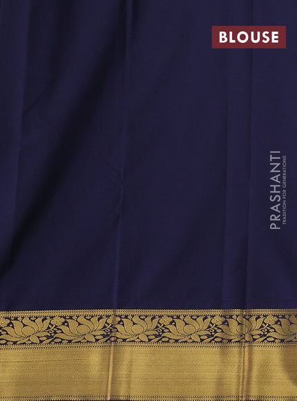 Peacock Green & Navy Blue Semi Kanchipram Silk - Checks