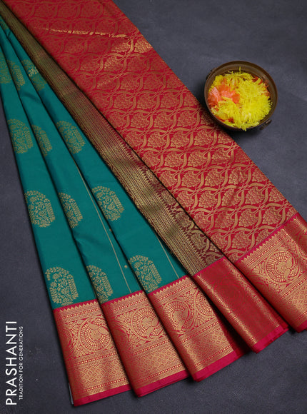 Green & Pink Semi Kanchipram Silk - Checks