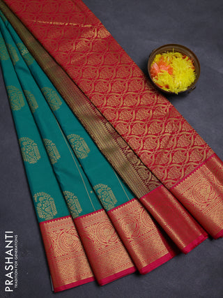 Green & Pink Semi Kanchipram Silk - Checks