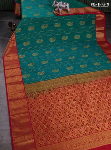 Green & Pink Semi Kanchipram Silk - Checks
