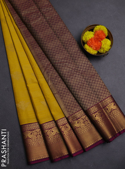 Yellow & Pink Semi Kanchipram Silk - Buttas