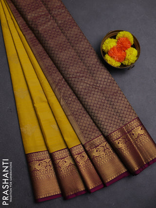 Yellow & Pink Semi Kanchipram Silk - Buttas