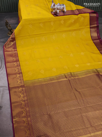 Yellow & Pink Semi Kanchipram Silk - Buttas