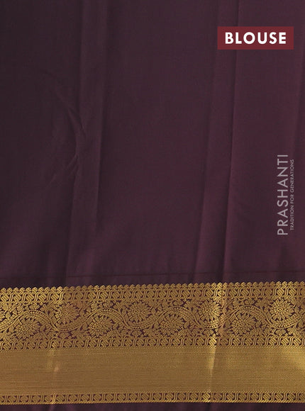 Teal Blue & Coffee Brown Semi Kanchipram Silk - Self Emboss