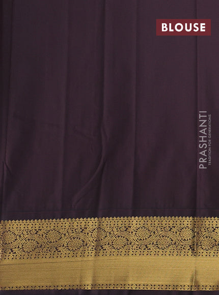 Pink & Coffee Brown Semi Kanchipram Silk - Self Emboss
