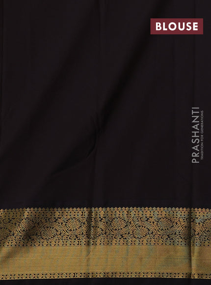 Off White & Coffee Brown Semi Kanchipram Silk - Self Emboss