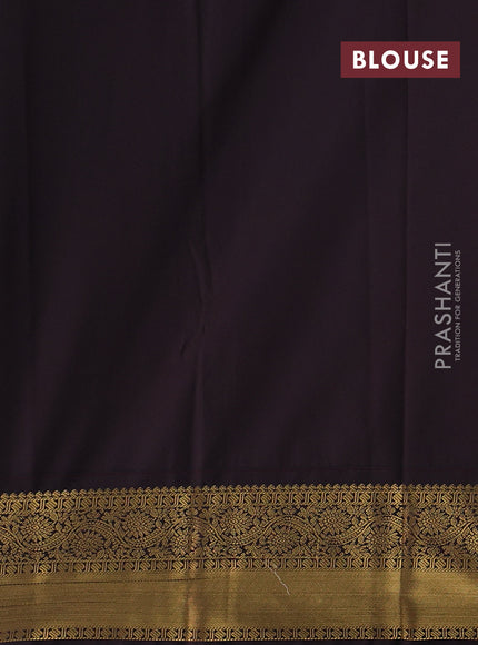 Aqua Blue & Coffee Brown Semi Kanchipram Silk - Self Emboss