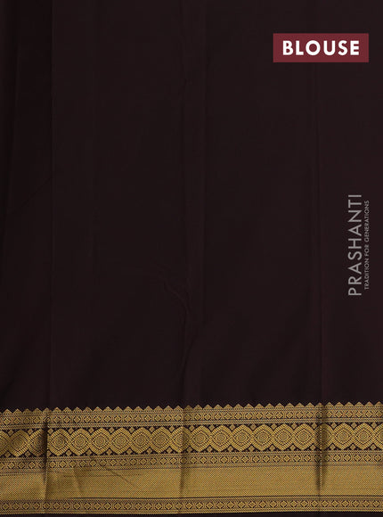 Green & Coffee Brown Semi Kanchipram Silk - Buttas