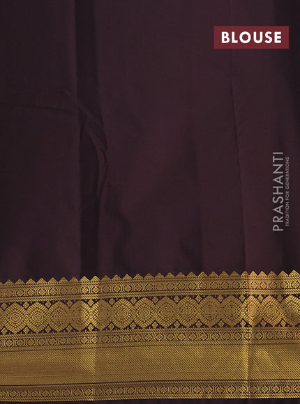 Peach & Coffee Brown Semi Kanchipram Silk - Buttas