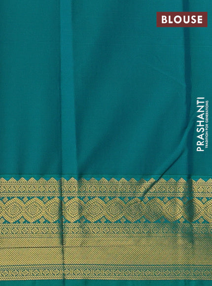 Lime Green & Teal Green Semi Kanchipram Silk - Buttas