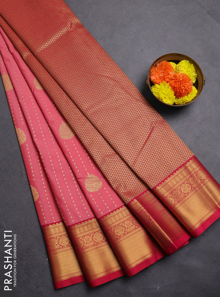 Peach Pink & Pink Semi Kanchipram Silk - 1000 Buttas