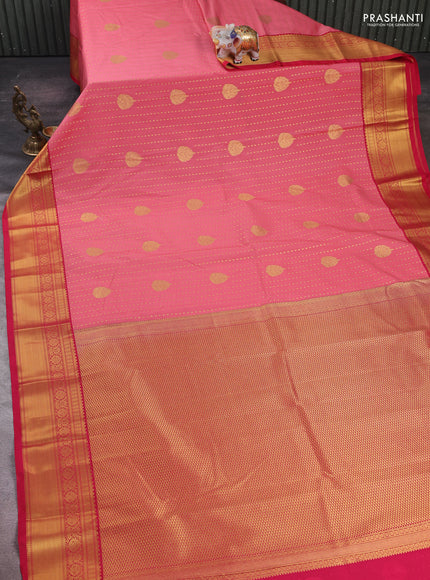 Peach Pink & Pink Semi Kanchipram Silk - 1000 Buttas