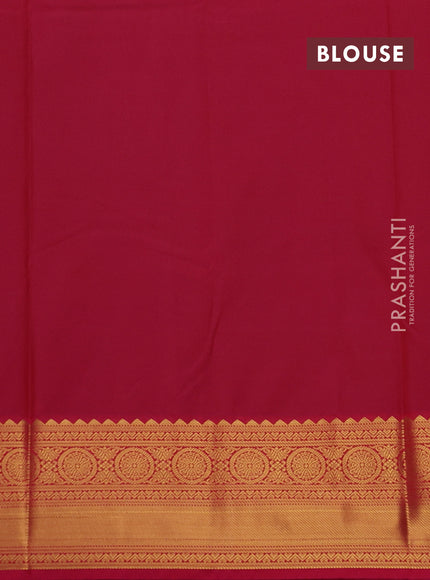 Bottle Green & Pink Semi Kanchipram Silk - Buttas