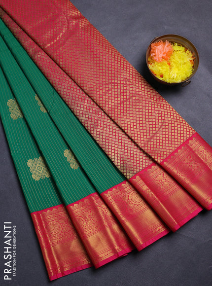 Green & Pink Semi Kanchipram Silk - Buttas