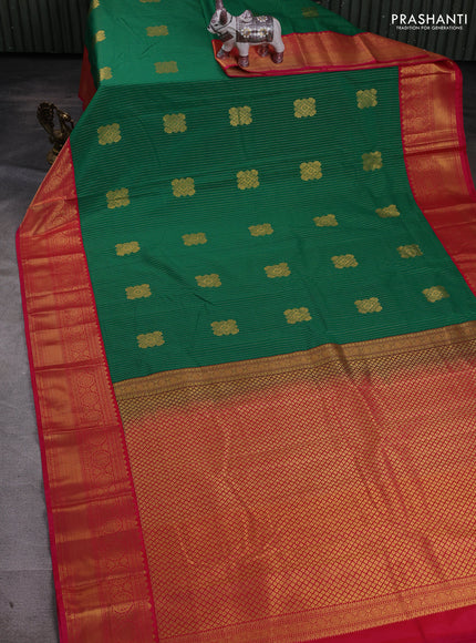 Green & Pink Semi Kanchipram Silk - Buttas