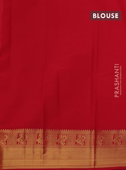 Mustard Yellow & Red Semi Kanchipram Silk - Checks